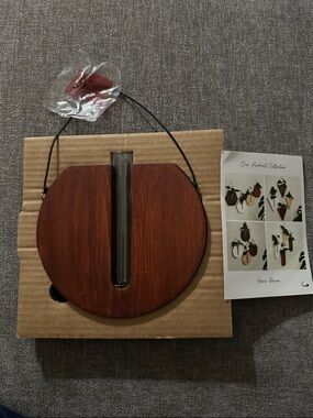 Round Wooden Wall Vase - Brown Hanging Bud Vase